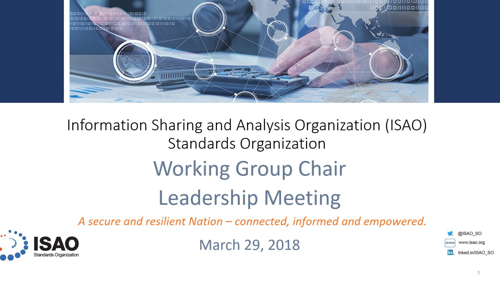 ISAO SO Working Group Leadership Meeting Recap